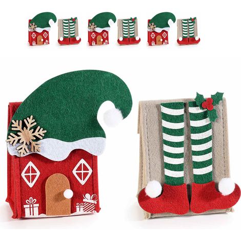 Cestini natalizi in panno con decori in rilievo e chiusura a velcro (1/4)