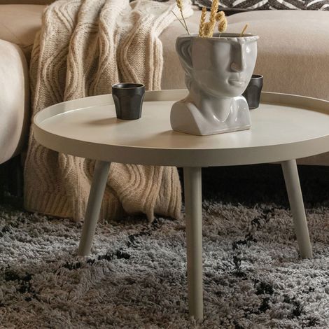 Table basse ronde 60x60x34 cm décor sable - MEERA
