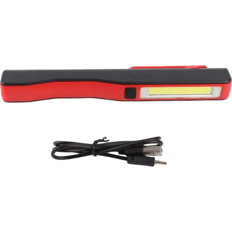 Lampe de poche LED COB rechargeable, stylo de poche à main, lampe de travail avec Clip rotatif magnétique rouge (1/5)