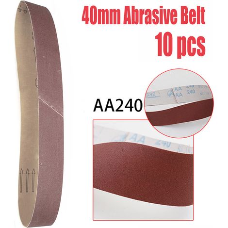 Lot de 10 bandes abrasives de 40 mm de large (maille 240) Machine à tréfiler les tubes ronds en acier inoxydable, polisseuse, ponceuse à bande, meuleuse, meuleuse d'angle, ponceuse à bande variable, a (1/5)