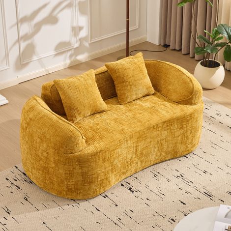 Divano 2 posti 170x87x65cm con braccioli supporto ergonomico schiuma ad alta densita e molle consegnato montato giallo (1/5)