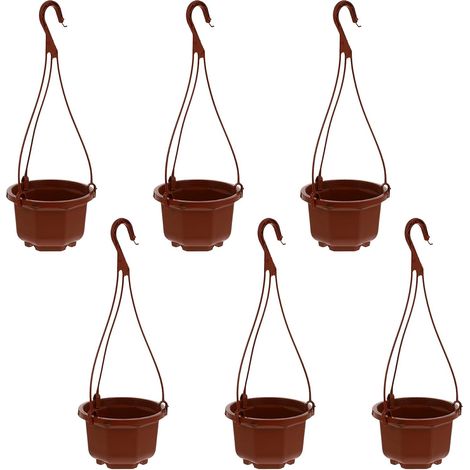 Set mit 6 hängenden Kunststoffkörben, 3,8 Zoll große Hängekörbe für Setzlinge mit Abflusslöchern und Perforationen, geeignet für die Dekoration von Innen- und Außenbereichen im Garten.