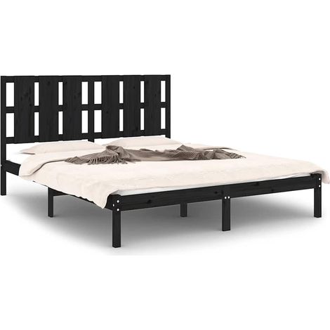 Maison Exclusive - Massivholzbett Schwarz 150x200 cm (1/5)