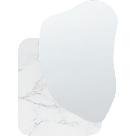 Specchio decorativo da parete MDF stile moderno 80 x 60 cm Asimmetrico Accessori per la casa Marmo bianco Arvert