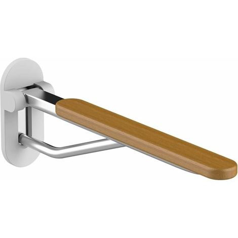 1 Barre d'appui pliable,alliage d'aluminium,surface en bois,relevable à 90°,pour toilettes,personnes âgées et handicapées (1/5)