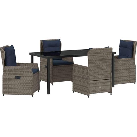 Maison Exclusive - Set da Pranzo per Giardino con cuscino 5 pcs Grigio Poly Rattan (1/5)