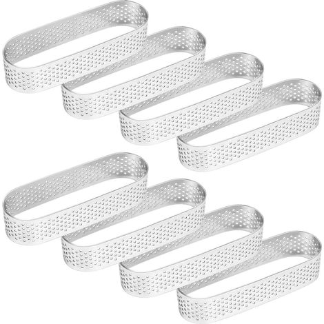 moules à tartelettes ovales en acier inoxydable pour desserts français, mousses, tartes aux fruits et quiches. (1/4)