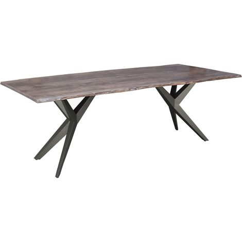 Baumtisch Akazie 160x90x76 grau lackiert Beine anthrazit glänzend FREEFORM 4 27
