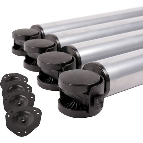 4er Set Tischbeine auf Rollen Tischfuss rollbar 710mm mit Feststellbremse Silbergrau (1/2)