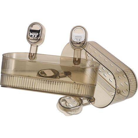 Étagères de douche INOOMP en acrylique lot 2 avec ventouses , étagère murale transparente sans perça (1/5)