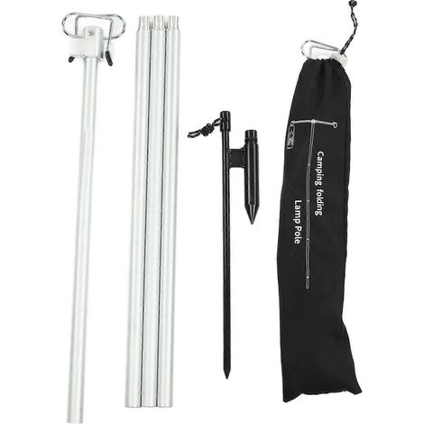 Einziehbarer Campinglampenständer mit Doppelhaken, Metall im Retro-Stil, faltbarer Laternenständer, ideal zum Wandern und Picknicken. (1/5)