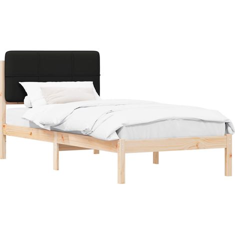 Letto con Testiera Rivestita Nero 80 x 200 cm Pino massello vidaXL