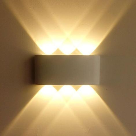 Applique Murale Intérieur Led 6w Eclairage Extérieur Étanche Ip65 En Aluminium Lumière Up Down Spot Pour Chambre Salon Escalier Jardin Terrasse Patio Blanc Chaud (1/5)