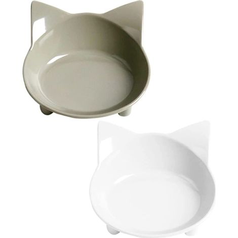 Bol Pour Chat - 2 Pièces - Polypropylène Alimentaire - Profondeur Réduite Pour Éviter La Fatigue Du Moustache - Pour Nourriture Sèche Ou Humide Et Eau - Lot De 2 (1/5)