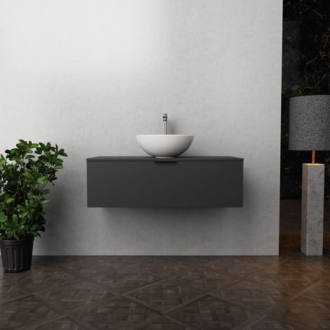 Inda - Mobile bagno L.100 con lavabo in appoggio / Nero opaco 1
