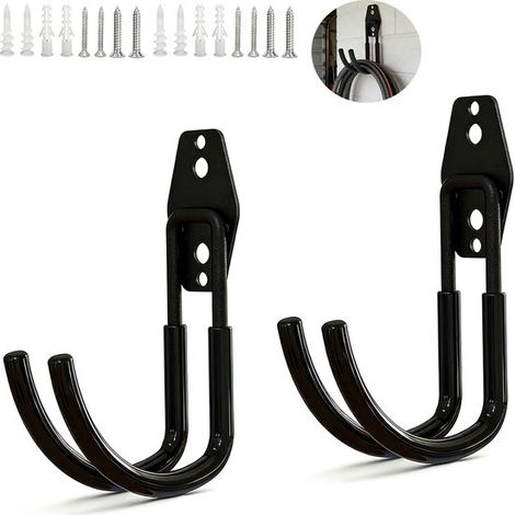 2 Ganchos de garaje resistentes,Ganchos de almacenamiento para garaje,Ganchos para herramientas de jardín,Ganchos de acero para montaje en pared (1/5)