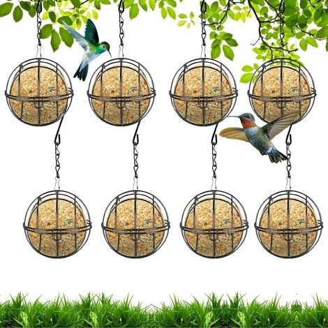 8-teiliges Vogelfutterhaus-Set, Hängendes Kugel-Vogelfutterhaus, Metall-Fettkugel-Vogelfutterhaus, Metall-Fettkugel-Vogelfutterhaus für den Außenbereich für Wildvögel