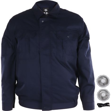 Veste ventilée rafraîchissante, dissipation thermique efficace, protection UV, vêtements climatisés avec ventilateurs pour travaux extérieurs sur les chantiers, taille XL, bleu foncé (1/5)