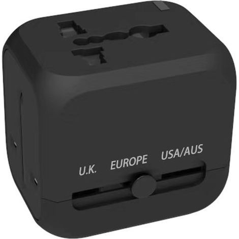 Adaptateur Prise Universelle avec 2 Ports USB A, 1 Ports USB A et 1 Prise Secteur Universelle, Adaptateur Universel pour EU US UK AU