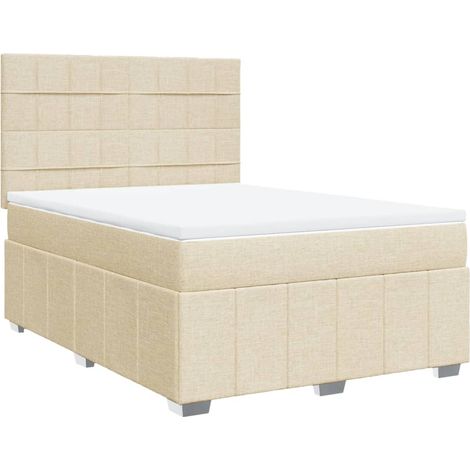 Maison Exclusive - Sommier à lattes de lit avec matelas Crème 160x200 cm Tissu (1/5)