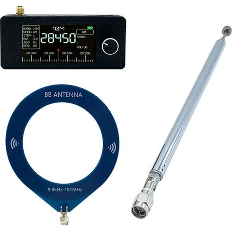 Convient aux radios portables SI4732, gamme de fréquences 0,5-108 MHz, équipé de 2 antennes, récepteur radio ondes courtes, ondes moyennes et VHF à bande complète, radio de poche noire.