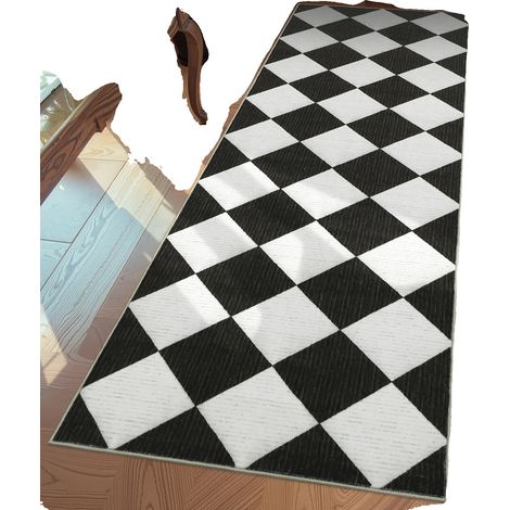Läuferteppich, rutschfeste Gummirückseite, maschinenwaschbar, Weiß 60X230Cm (1/2)