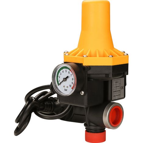 Randaco Presostato bomba agua 10 bar con cable protección funcionamiento en seco controlador bomba presión interruptor presión sobrepresor - Amarillo