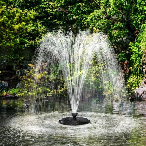 Biling Fontaine flottante avec éclairage LED pour grand bassin de jardin, fontaine de bassin avec pompe de 2500 l/h, câble de 9 m avec prise européenne, jeu d'eau avec 3 modes de fontaine (résistant (1/5)