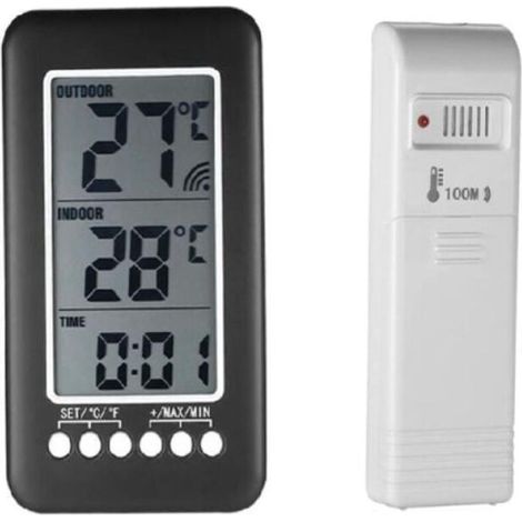 Thermomètre Interieur/Exterieur sans fil 2 en 1 avec Horloge LCD et Transmetteur - Distance 100m - ℃/℉ (1/4)