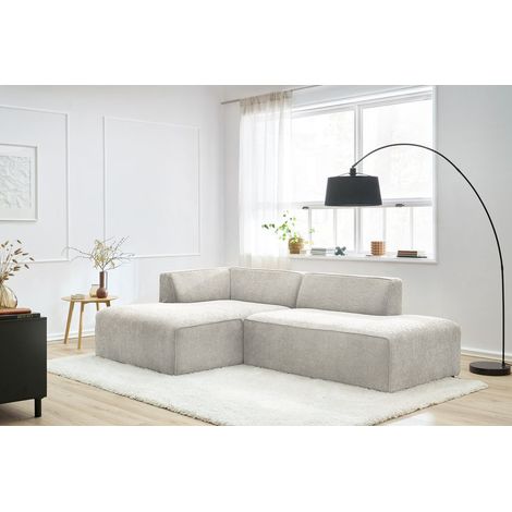 BOBOCHIC - Canapé d'angle fixe MEGEVE tissu texturé Angle gauche Beige (1/5)