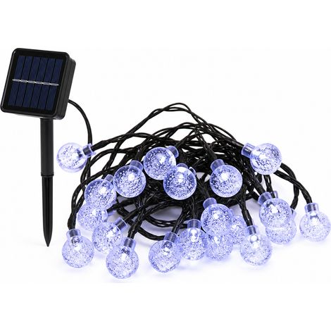 Guirlande LED Solaire Étanche, 50 Petites Boules Lumière Blanche, Extérieur, 7 m (1/5)