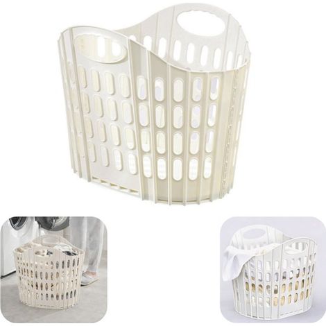 Panier à linge pliable 29 x 21 cm - corbeille ventilée suspendable pour chambre, blanc (1/5)