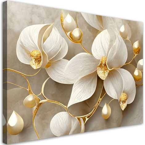 Tableau sur toile Tableau sur toile Orchidée glamour or 90x60 (1/5)