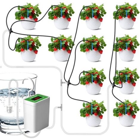 Ecleanfy - Kit d'irrigation goutte à goutte automatique,12kits système d'arrosage automatique pour plantes d'intérieur,affichage LED et Système