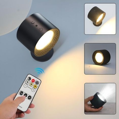 Black Indoor Wall Light, 3 Temperature Settings, 360° Rotating Touch LED Wall Lamp with USB Charging Port, Touch Control, LED Night Light for Bedroom, Kitchen, Hallway, Living Room [Energy Class] (1/5)