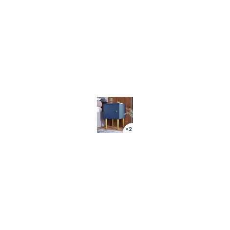 Lot de 2 tables de chevet, design pratique, pour chambre à coucher, couleur bleu marine, élégante et polyvalente - H50 l35 P35 cm (1/5)