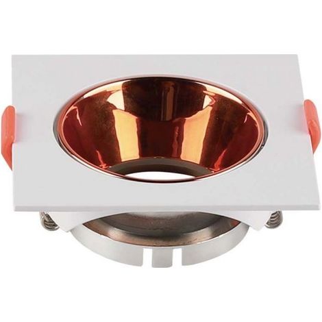 V-TAC VT-932 Portafaretto LED GU10 da Incasso quadrato Corpo Bianco Riflettore Oro Rosa - sku 6655