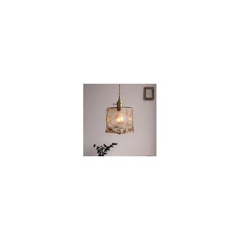 Type D -éclairage à la maison Intérieur e27 lampe à suspension en verre ambré lampe en verre de style vintage-Avec lumière chaude LED 4W (1/2)