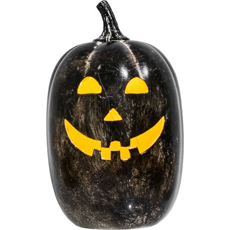 Linterna de calabaza de resina para Halloween con luz LED - Decoración otoñal para porche, jardín, patio, arreglo floral festivo, idea de regalo (1/5)