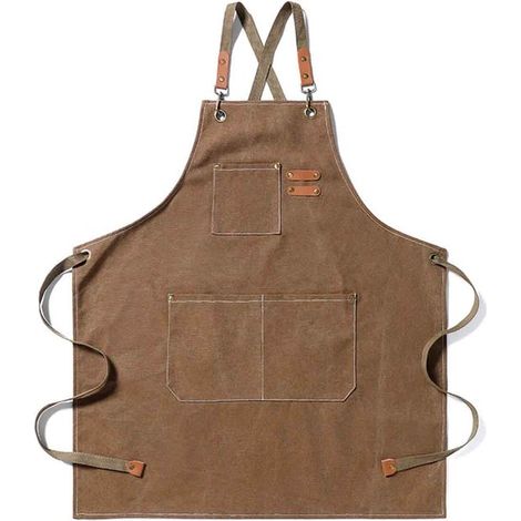 Longziming - Tablier robuste en toile marron – Imperméable et résistant à l'huile – Tablier multifonctionnel ajustable pour la cuisine, le barista, la boulangerie, l'atelier et le jardinage (1/5)