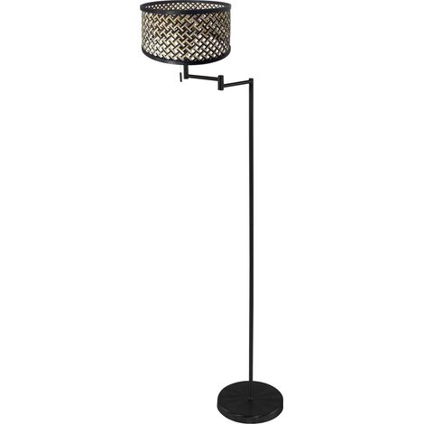 Mexlite - lampadaire - Bella - noir - bambou métal - Ø 45cm - E27 (1/4)
