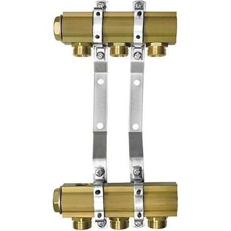 Colector para calefacción central de 1 circuito y 3 salidas con racores para conexiones roscadas en línea. (1/4)