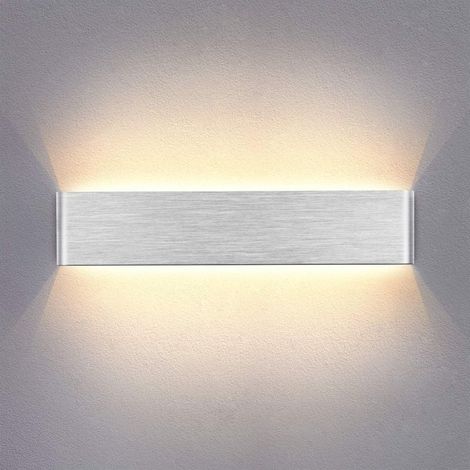Luz LED de pared para interiores de 14W, lámpara de pared blanca cálida de 40cm, diseño Simple, gris plateado cepillado para dormitorio, sala de estar y baño (1/3)