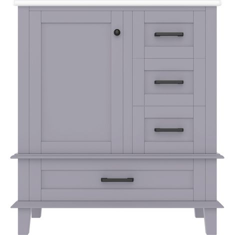 Meuble vasque 76x46x83.5cm gris avec lavabo céramique intégré (1/5)