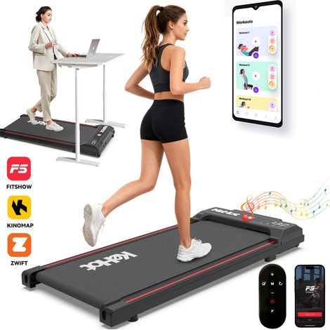 3-in-1 Walking & Jogging Pad für Zuhause und Büro, Leises Laufband mit App-Steuerung, LED-Display, Bluetooth-Musik, 6 km/h, 5-Schicht Dämpfung & Platzsparendem Design--Rosa--Schwarz (1/5)