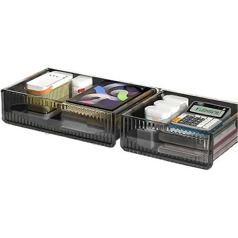 Plateau de rangement pour table, boîte de rangement extensible, tiroir suspendu pour sous le bureau, grande capacité, noir - JBMEDIA (1/4)