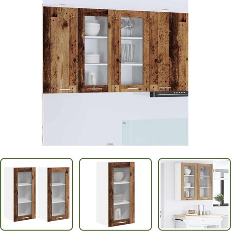 Holzschrank - Hängeschrank 2 pcs Altholz 40 x 31 x 80 cm Holzwerkstoff (1/5)