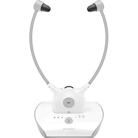 Casque sans Fil pour Téléviseur ARTISTE APH100, 2.4GHz Casque TV sans Fil pour Personnes âgées (AUX 3.5mm, RCA, Comprenant 2 Piles