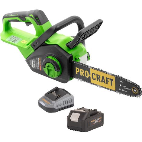 Motosega a batteria Procraft PKA38 20 V 304 mm Brushless + 1x batteria 4,0 Ah + caricabatteria