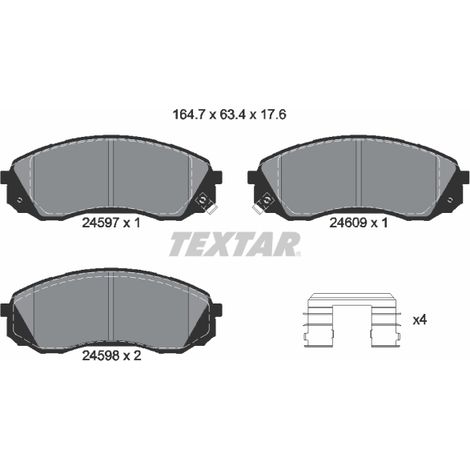 Kit de plaquettes de frein, frein à disque Textar 2459701 DODGE 581014DA00